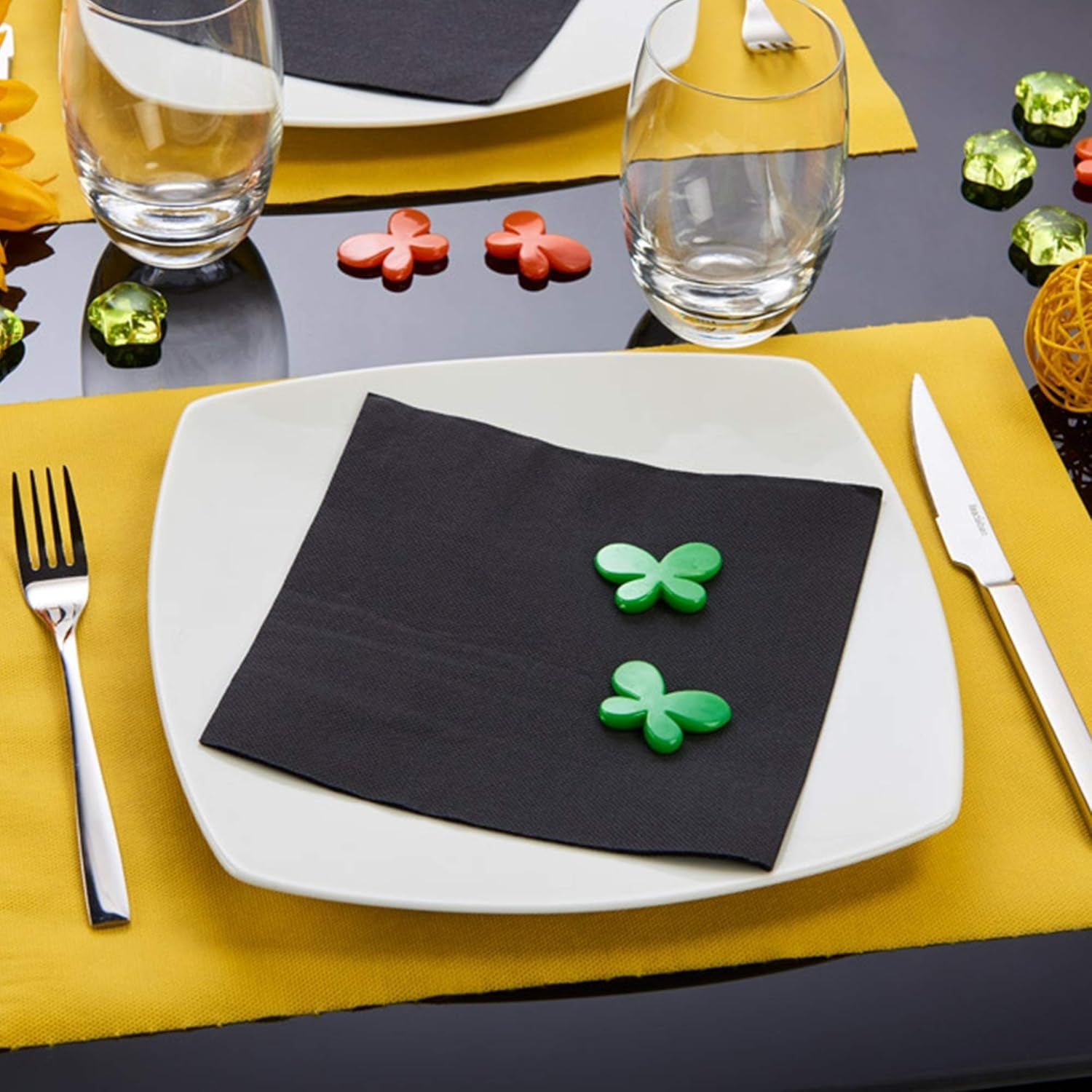 - Tex Touch papieren servetten - Zwart - Fsc®-gecertificeerde servetten - Recyclebaar en biologisch afbreekbaar - Set van 40 grote zwarte servetten 38 X 38 Cm