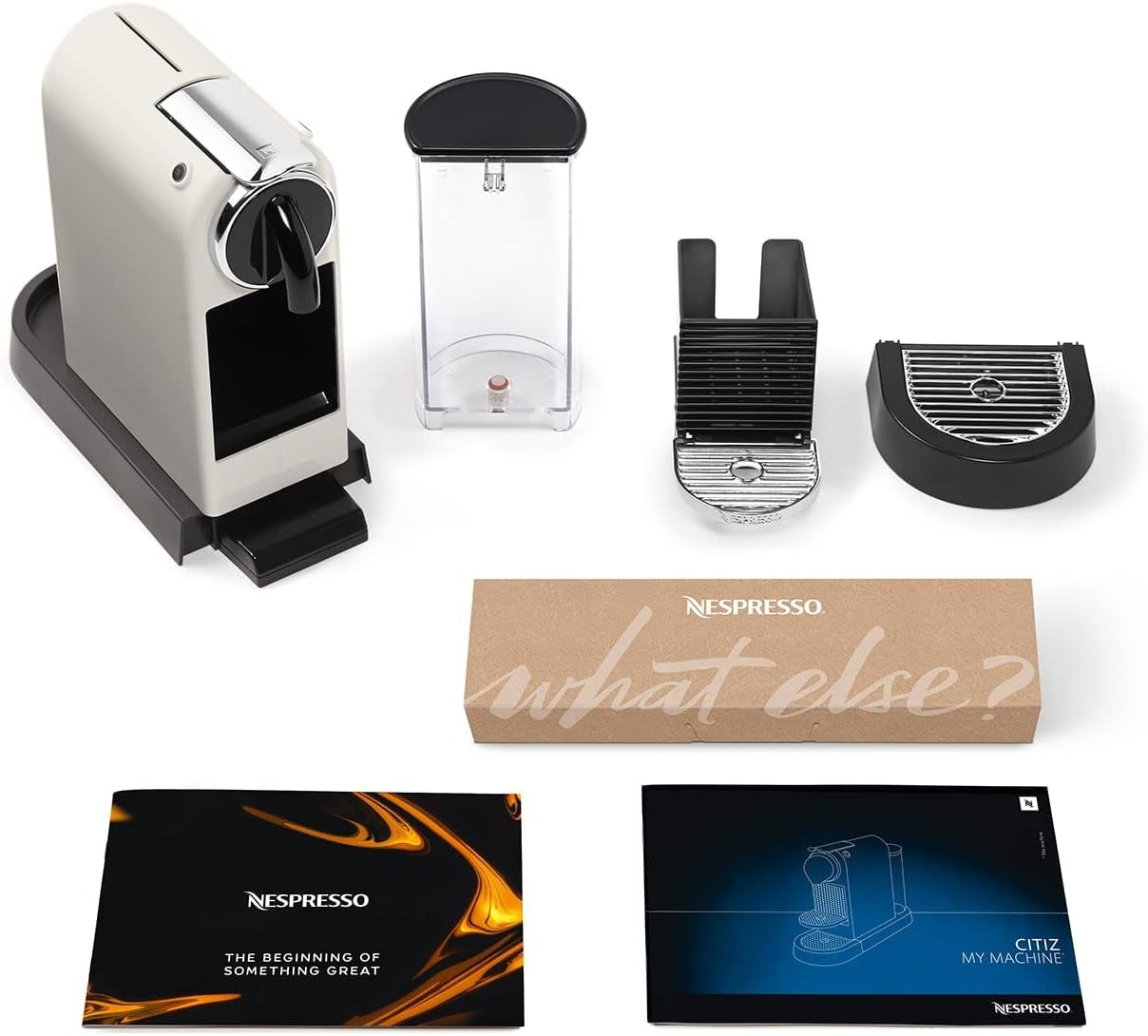 Nespresso EN167.W Citiz capsule-espressomachine, hogedrukpomp en ideale temperatuurregeling, zonder Aeroccino (melkopschuimer), energiebesparende functie, 1260 W, crèmewit, 37,4 x 11,9 x 25,5 cm