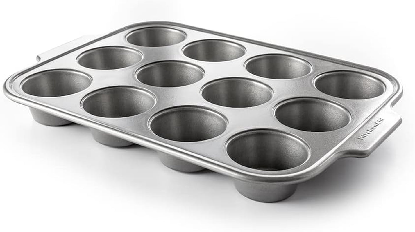 Kitchenaid Gealuminiseerd Stalen Bakvormen Muffinbak Antiaanbaklaag Ovenbestendig Vaatwasmachinebestendig Grijs Naty Shop Bakpannen & Dienbladen