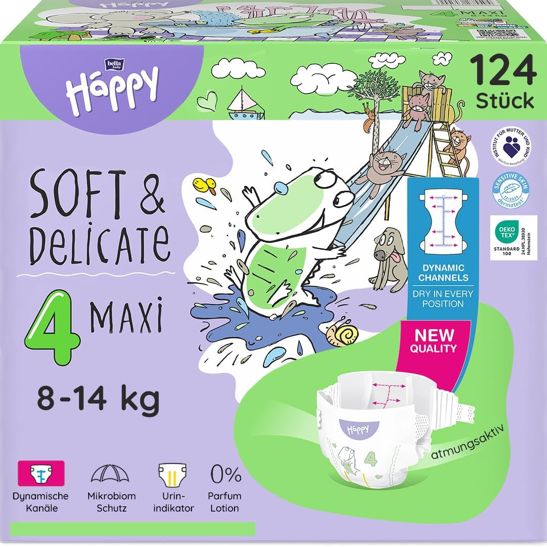 Bella Baby Happy Premium Luiers, Maat 6, Junior Extra, 15+ kg, 96 stuks, DERMATEST en OEKO-TEX Seal, Wegwerpluiers