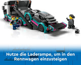 LEGO City Autotransporter met raceauto, speelgoedtruck met verstelbare laadklep en raceauto, bouwset met 2 minifiguren, coureur en vrachtwagenchauffeur, voor kinderen vanaf 6 jaar 60406 Bouwsets Besuche den LEGO-Store