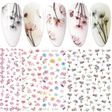 JMEOWIO Nagelsticker Frühling Blume 9 Blatt Nagelaufkleber Selbstklebend Rosa Blüte Nail Art Sticker Decoratie Nageldesign Zubehör