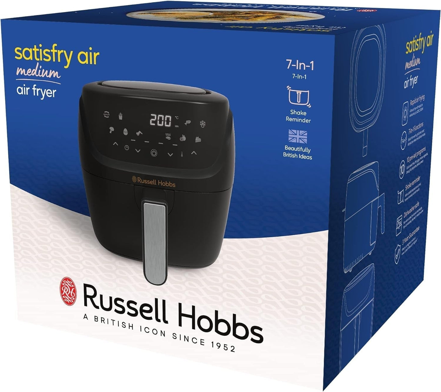 Russell Hobbs Air Fryer L 4L Rapid Airfryer, 7 kookfuncties, 10 programma's Huishoudelijke apparaten Naty Shop