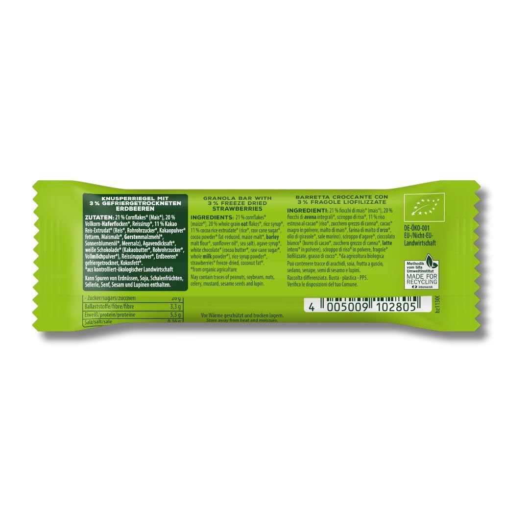 Krokante aardbeienrepen 12 x 20 g