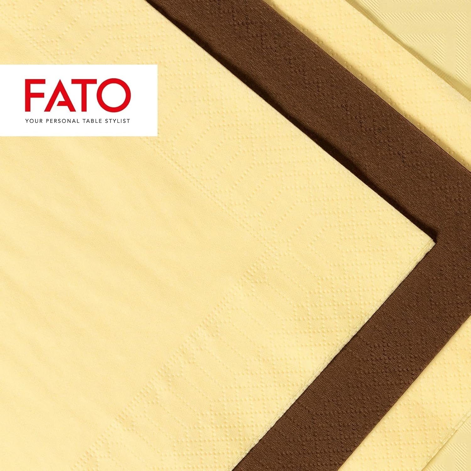 Fato - Papieren wegwerpservetten, ideaal voor informele lunches en buffetten, verpakking van 50 servetten, maat 33X33, 4 vouwen, 2-laags, champagnekleur, 100% puur cellulosepapier, FSC