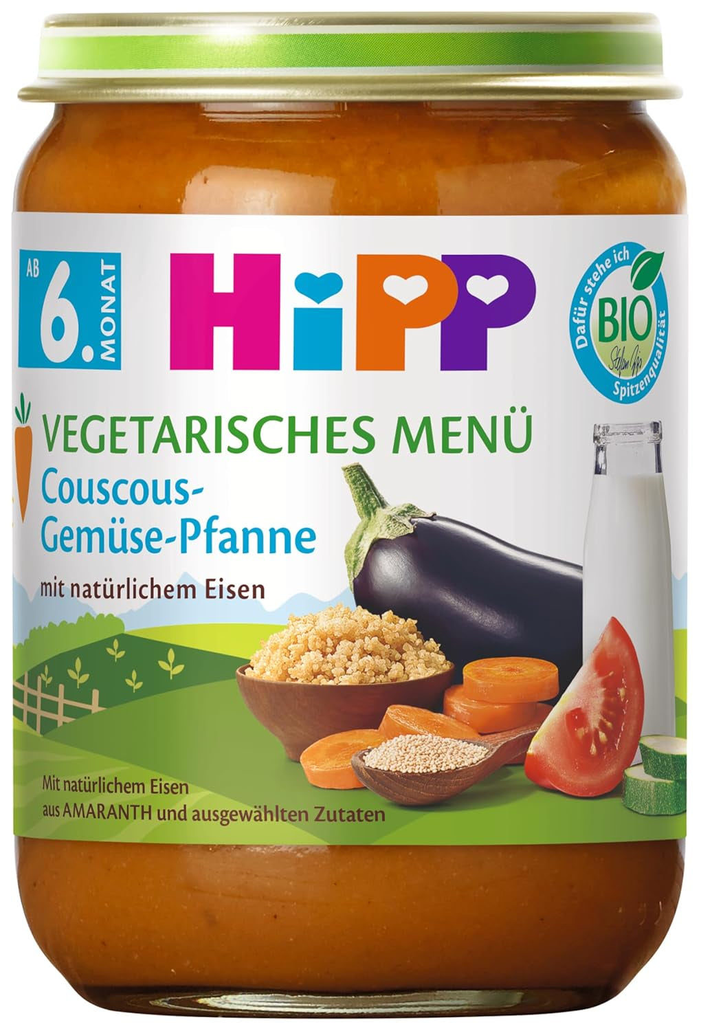 HiPP biologische maaltijden vanaf 6 maanden couscous en gebakken groenten, 6 stuks