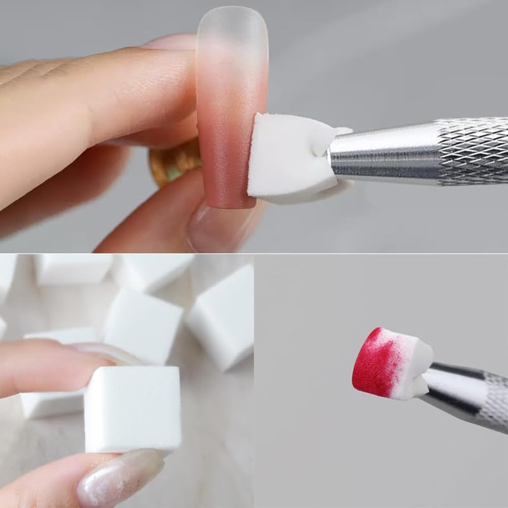 Nagelkunst Schwammpinsel,100 Stück Nail Art Schwämme Mit Metallgreifer,Nagels Zubehör Sponge,Nagel Pinsel,Maniküre Zubehör Für Nägel,Um Eine Varaudzen Von Gradient Nail Art Patterns Zu Ersetlen