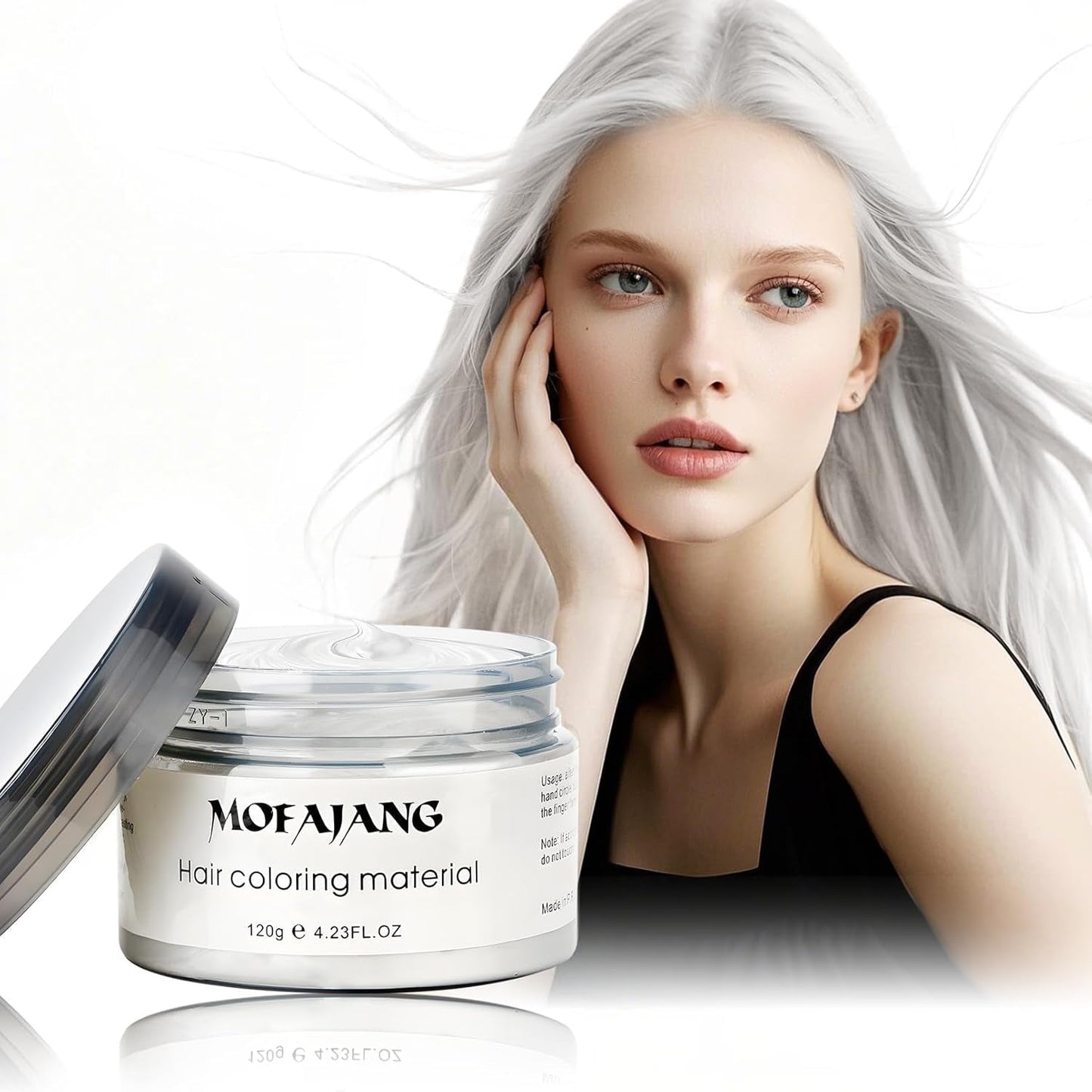 Tijdelijke haarkleur, 4,23 ounce kleurwas voor mannen en vrouwen, wasbare natuurlijke kleurpommade, instant haarverf voor feest, cosplay, Halloween (rood) Naty Shop haarverf wit 120G (1 pak)