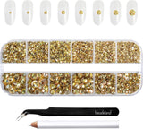 Beadsland 2500 stuks glas Nailart Strasssteine ​​Kristall Flatback Edelsteine ​​Runde, voor handwerk Gemischt 8 Größen SS4 ~ SS30 Mit Picking Pinzette en Stift (Kristall Weiss)
