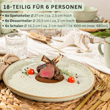 SÄNGER Rio Munt | Serviesset van steengoed voor 6, 6 borden, 6 dessertborden, 6 kommen, mintgroen | DE WAARDE-COLLECTIE