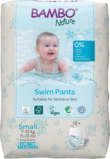 Bambo Nature Babyzwemluiers, maat S (7-12 kg), 12 luiers | Secure Fit Wegwerp Zwemluiers | Waterdicht comfort tijdens waterspelen