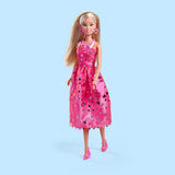Simba Steffi Love Pink Love – Enkellaarsje in roze Glitzerkled, inkl. Zubehör in Herzform, 29 cm bruto, Modepuppe für creatieves Rollenspiel, voor Kinder ab 3 Jahren