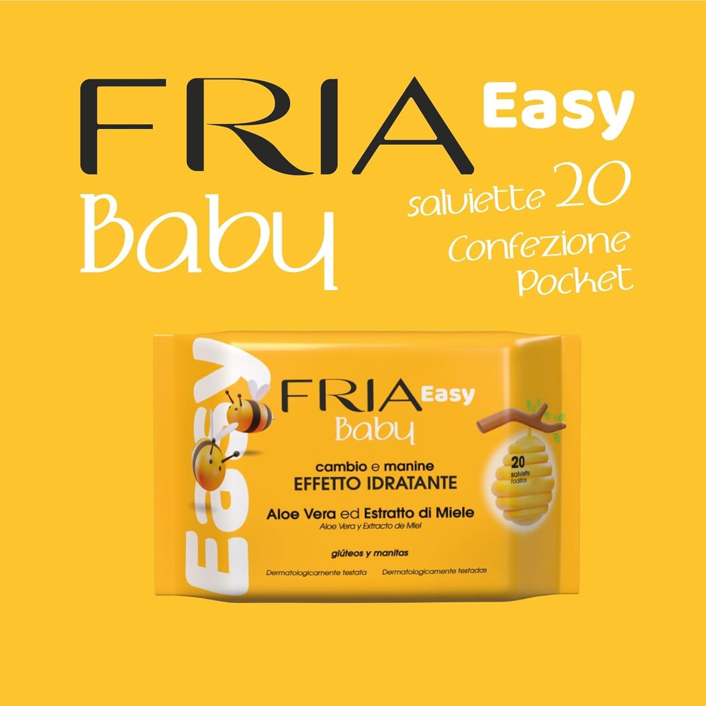 Gemakkelijke babydoekjes met aloë vera en honingextract Huidhydraterend, dermatologisch getest, verpakking van 20 doekjes
