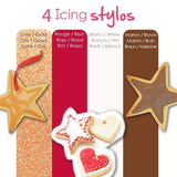 Scrapcooking - 4 stuks markers: goud, chocolade, wit en rood - decoratieve eetbare stiften voor het schrijven en tekenen op desserts, taarten en koekjes