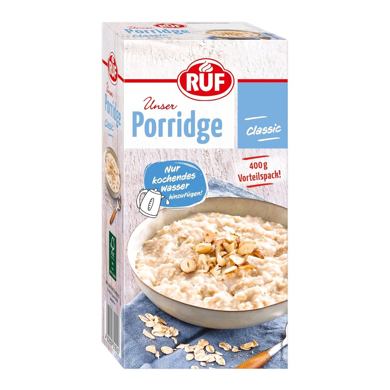 RUF Pap Appelkaneel, met hele havervlokken, fijne kaneelsmaak en stukjes gedroogde appels, 400 gram Naty Shop Cereals 400 gram Classic