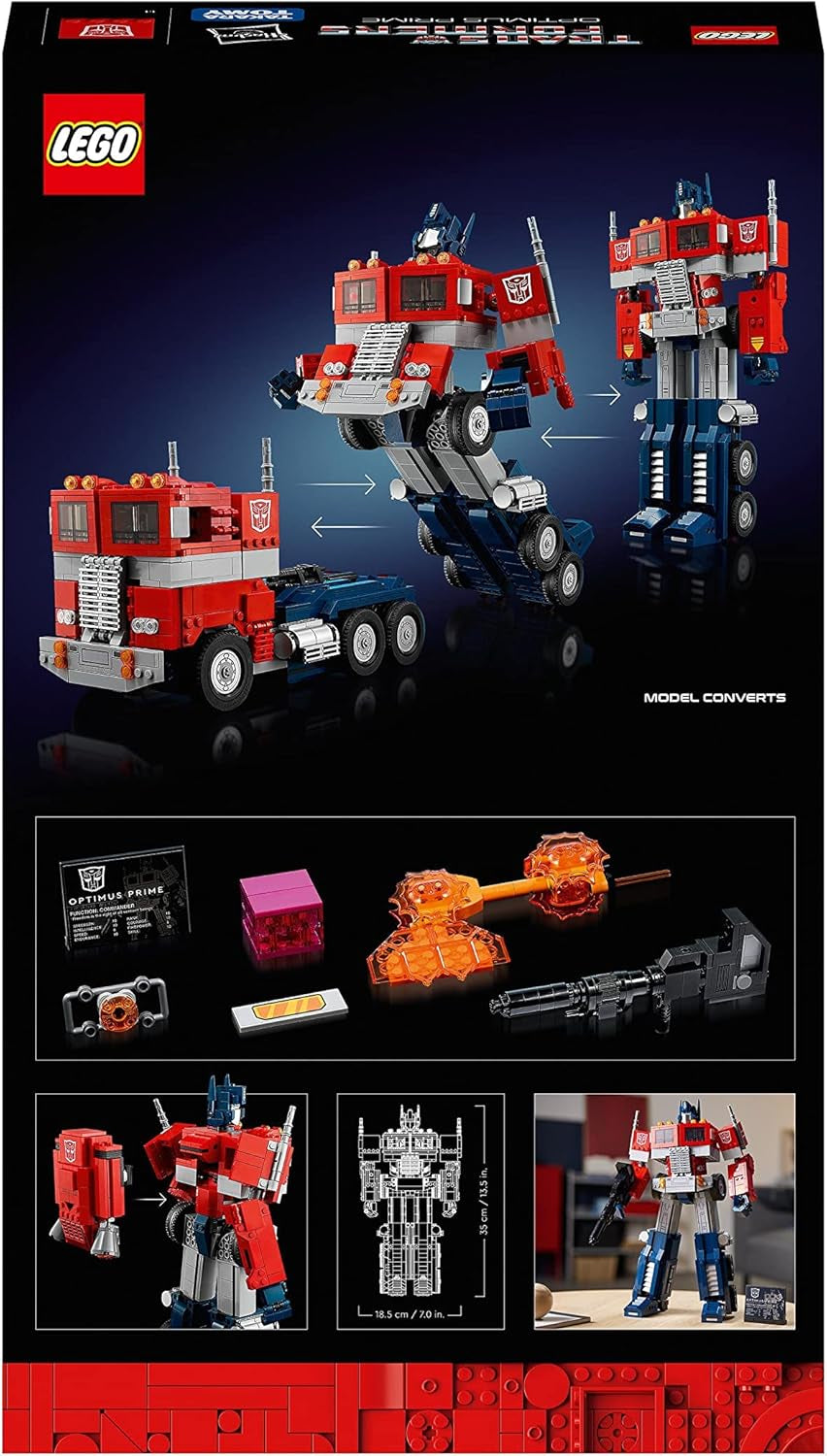 LEGO 10302 Icons Optimus Prime Set, 2-in-1 robotfiguur en modeltruck, Transformers speelgoedmodelset voor volwassenen, verjaardags- of kerstcadeau voor mannen, vrouwen, haar en hem Bouwsets Besuche in LEGO-Store