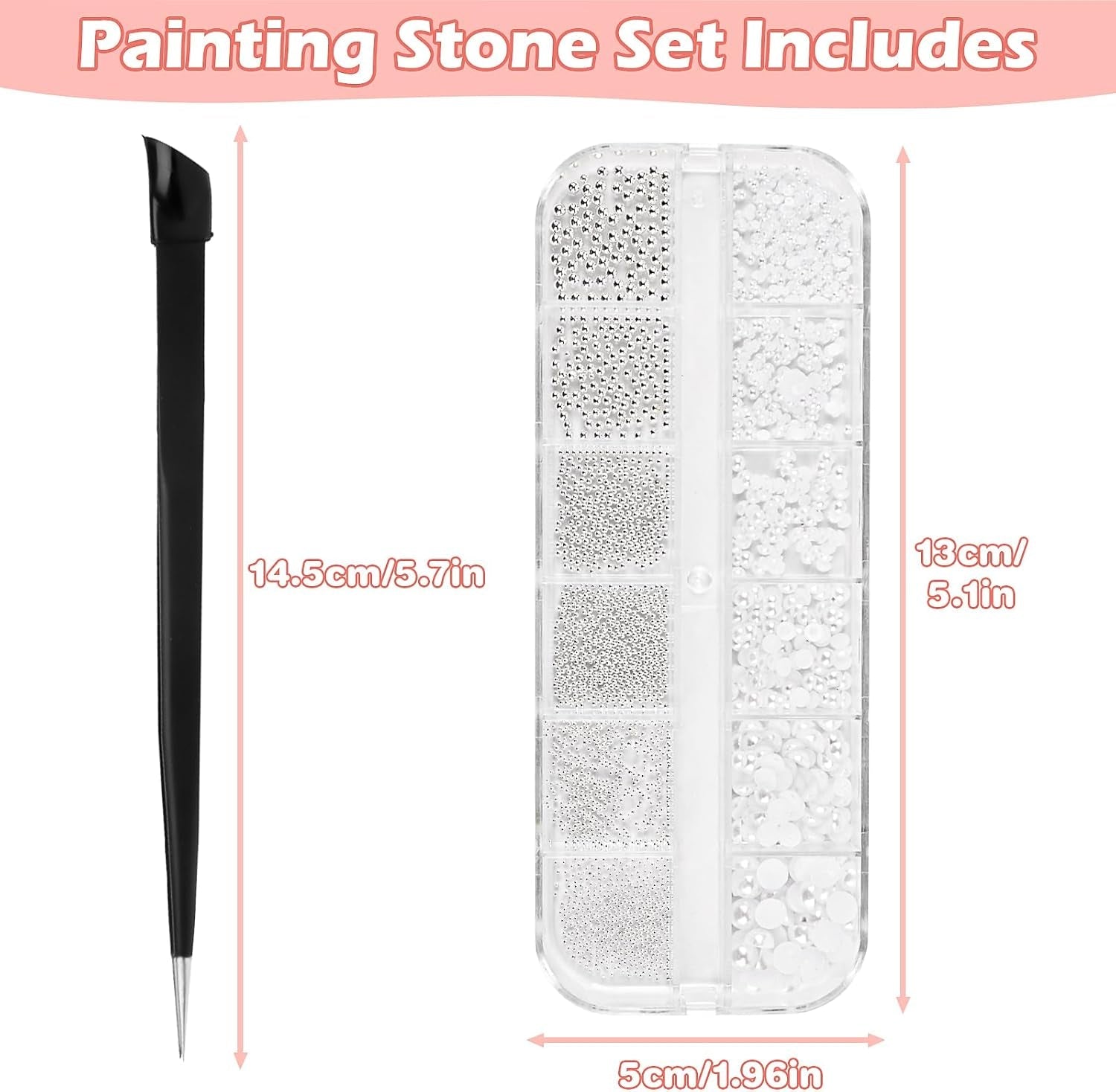 2 Boxen Nail Art Strasssteine, Mit Pincet Nägel Flatback Perlen Nail Charms Mit Kristallen Nagelzubehör Diamanten Edelstahl-Perlen Für Nagelschmuck