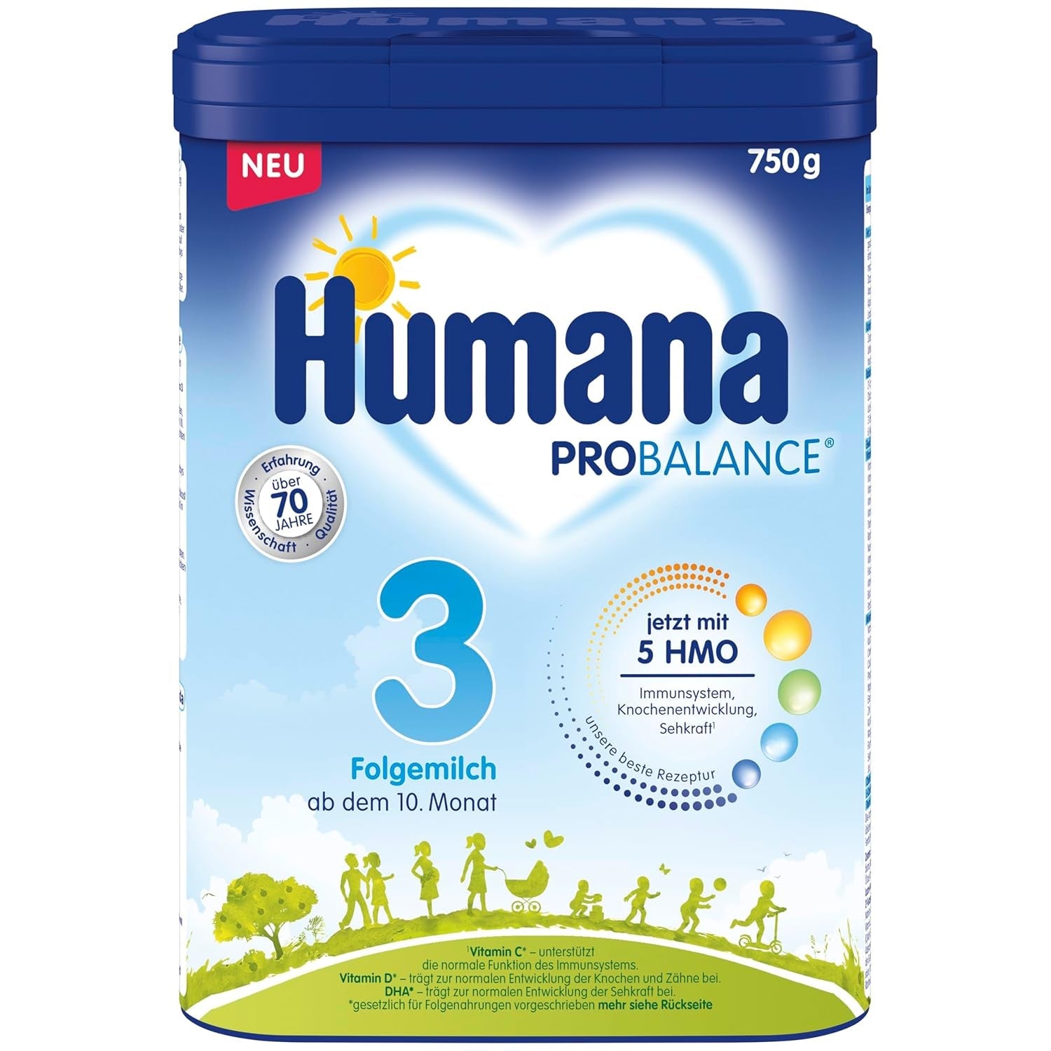 Humana 3 Folgemilch Vorteilspack - 4x750g met 5 HMO, Natürliche Abwehrkräfte, Optimaal voor baby's vanaf 10; maand