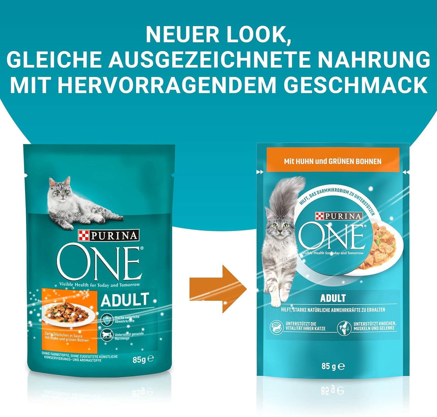 PURINA ONE Adult natvoer voor katten, malse stukjes in kippensaus, verpakking van 26 (26 x 85 g)