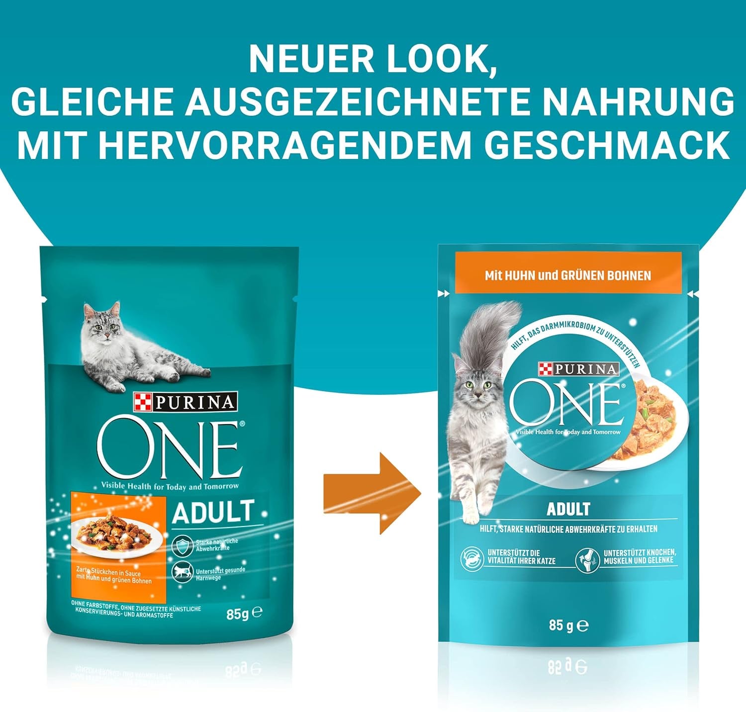 PURINA ONE Adult natvoer voor katten, malse stukjes in kippensaus, verpakking van 26 (26 x 85 g)