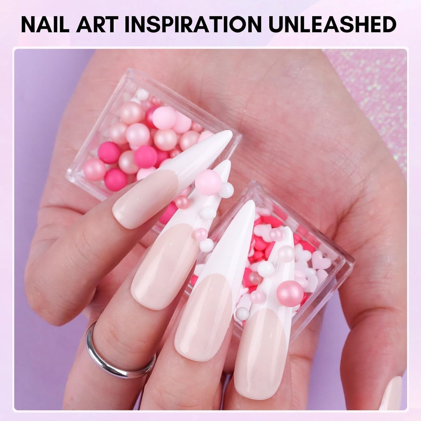 Makartt Strass zelfklevende gel - 15 ml UV-nagellijmset met roze nagelbedels Hartcirkel Nagelsieraden en nageldesignaccessoires voor thuismanicure Valentijnsdagcadeau