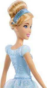 Mattel DISNEY Prinses Assepoester beweegbare pop met sprankelende jurk, afneembare schoenen en tiara, kambaar haar voor kappersplezier, vanaf 3 jaar, HLW06 Naty Shop-poppen