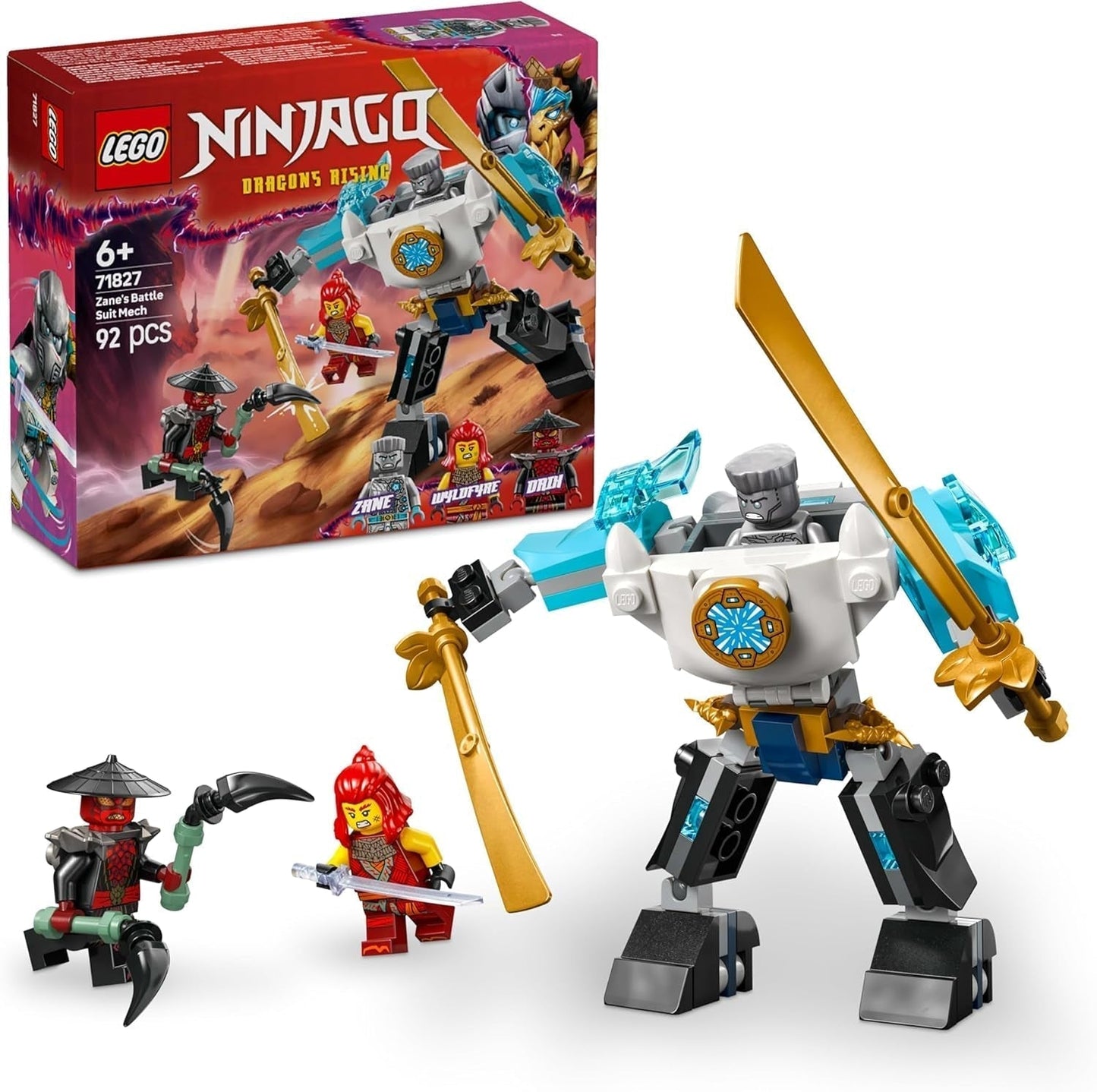 LEGO NINJAGO Zane's Actie Mech - Ninja speelgoed met 3 minifiguren voor rollenspellen - Kleine set om te bouwen en te spelen voor kinderen - Cadeau-idee voor jongens en meisjes vanaf 6 jaar 71827 Bouwsets Besuche den LEGO-Store Standaard titel