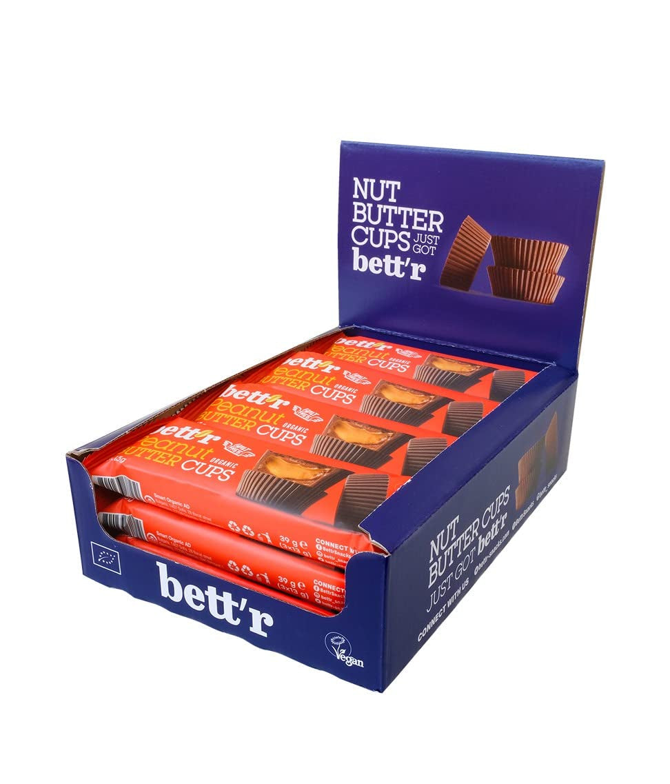 Bett'r schuldvrije biologische hazelnootboterbloemen. 100% veganistisch, glutenvrij en lactosevrij - 12 x 39 g