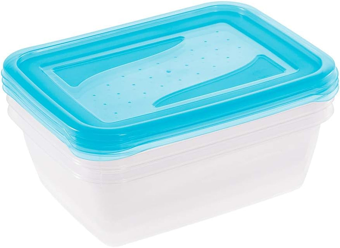 Kekeeper set van 3 voedselbewaarpotten, 3 x 1,25 l, 20,5 x 15,5 x 6,5 cm, Fredo Fresh, transparant blauw Voedselbewaardozen Naty Shop