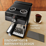 KRUPS Authentic+ espressomachine, 15 bar, intuïtieve bediening, uitgekiend design, stoompijpje, inclusief uitgebreide accessoires, Bullet Donkerzilver/RVS, XP384G10