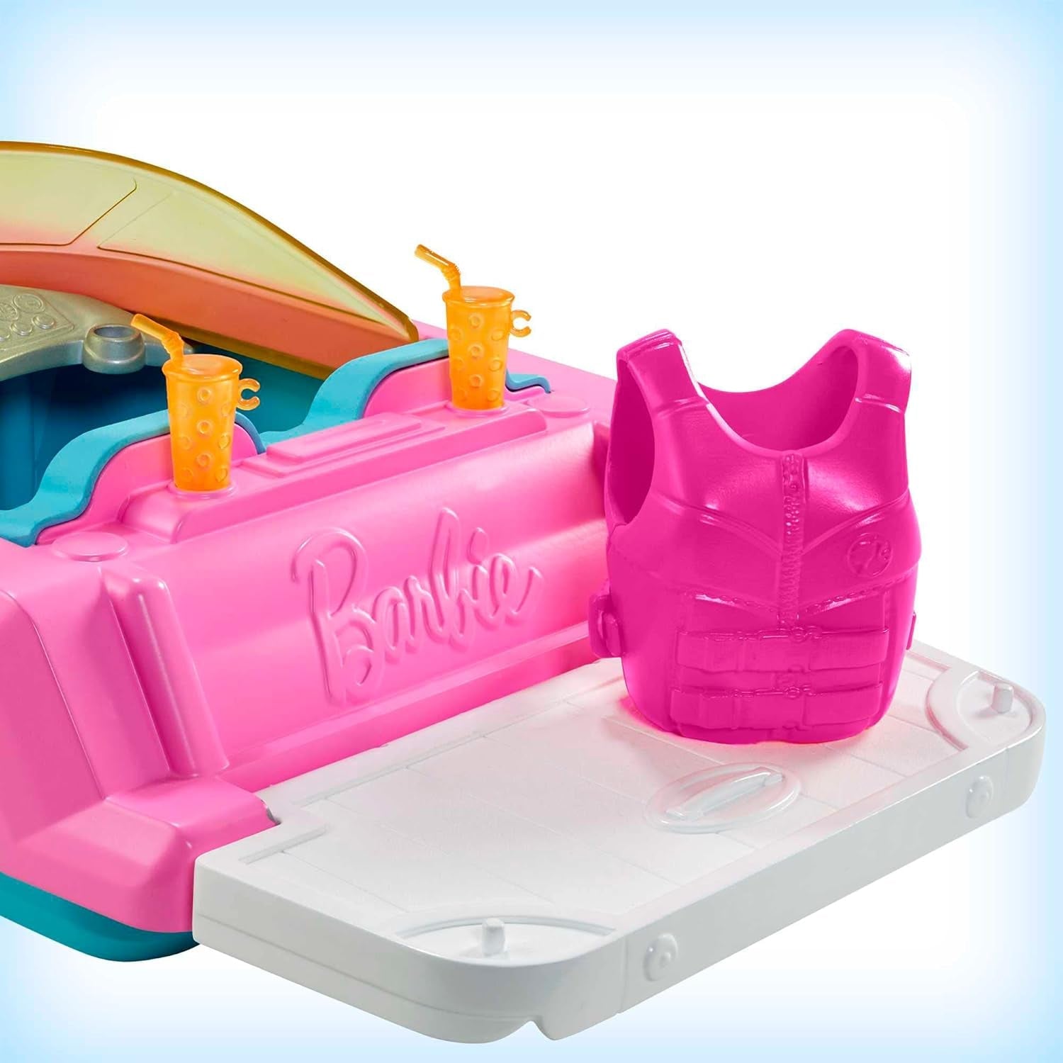 Barbie Speedbootset, Barbie-pop met blond haar, roze zwemvest, boot, puppy, accessoires, cadeaus voor 3+, Grg30 Naty Shop-poppen