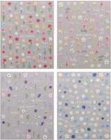 JMEOWIO 3D Nagelsticker Blumen Nail Art Sticker Selbstklebend Nagelaufkleber 5D Stereoskopisch Frühling Sommer Blumen Dekoration Nageldesign Zubehör 4 Blatt