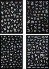 4 Blätter Holographisch Laser Wit Schmetterling Nagelsticker,Y2K Aurora Schmetterlinge Stern Nail Sticker 3D Flamme Herz Nageldesign Nagelsticker Selbstklebend Nagel Sticker Nagel Zubehör Nail Art