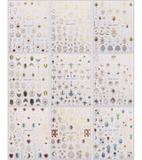JMEOWIO Nagelsticker Herz Mond Stern 9 Blatt Nail Art Sticker Selbstklebend Nagelaufkleber Bunt Decoratie Nageldesign Zubehör