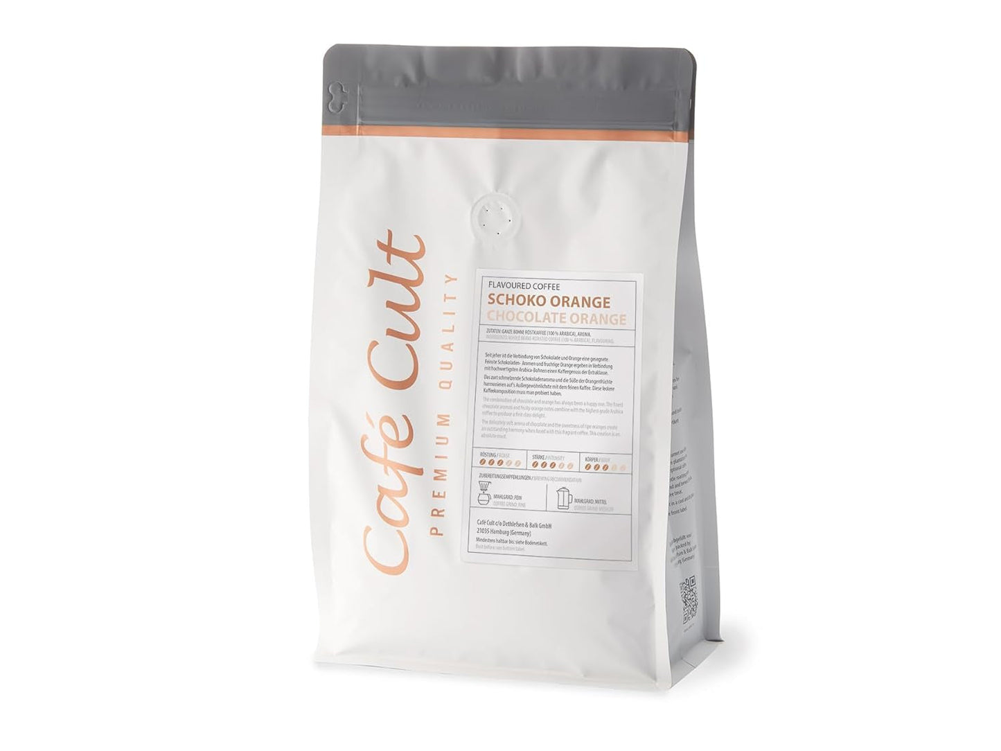 1kg - Gebrande koffie met frisse smaak - Café Cult - Chocolade met sinaasappels - Hele bonen