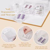 INMORVEN nagelopbergdoosset - 14 transparante nageldozen + 1 grote doos en 60 zelfklevende schijven - Ideaal voor het opbergen van kunstnagels, gelnagelaccessoires en nagellak (14 stuks in één laag)