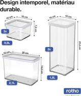 Rotho Loft set van 5 voorraadpotten met deksel, verschillende maten, BPA-vrij voedselplastic (PP), transparant/rood, (21,4 x 21,4 x 23,5 cm) Voedselbewaardozen Naty Shop
