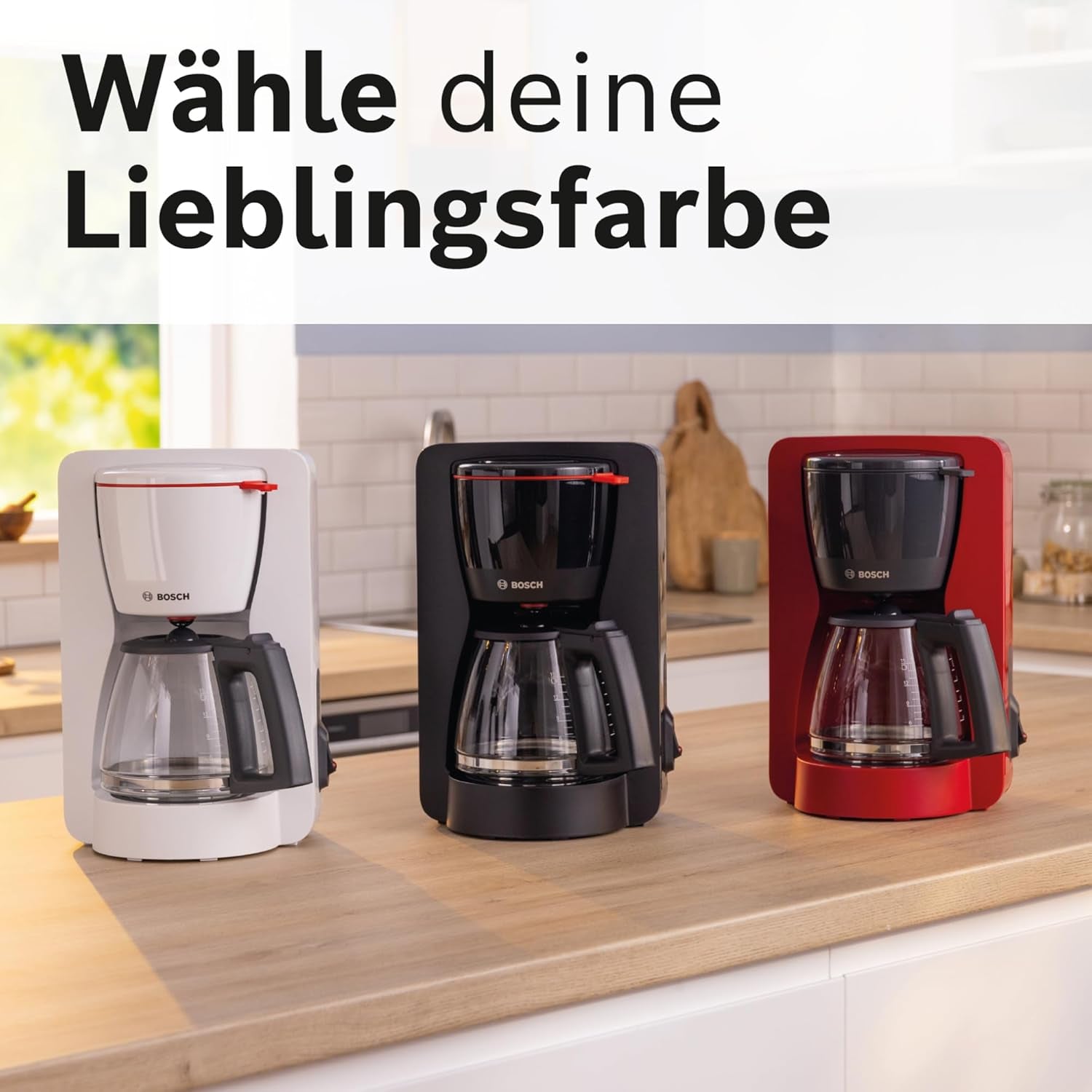 Bosch MyMoment TKA2M113 Filter-espressomachine, glazen karaf van 1,25 liter, 10-15 kopjes, warmhoudfunctie van 40 minuten, antidruppelsysteem, roterende filterhouder, afneembaar waterreservoir, 1200 watt, matzwart