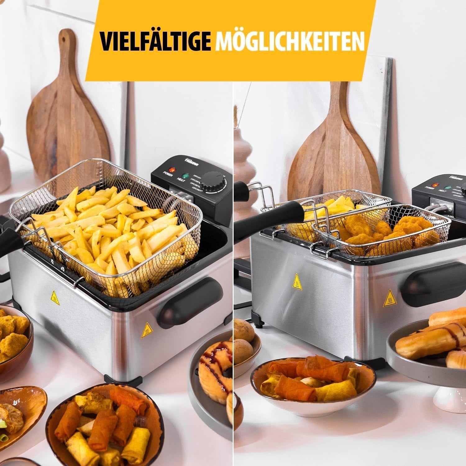 Tristar Friteuse, 1 grote mand en 2 kleine mandjes, regelbare thermostaat, koelzone, 5 liter, 2000 W, FR-6949 Apparaten Naty Shop