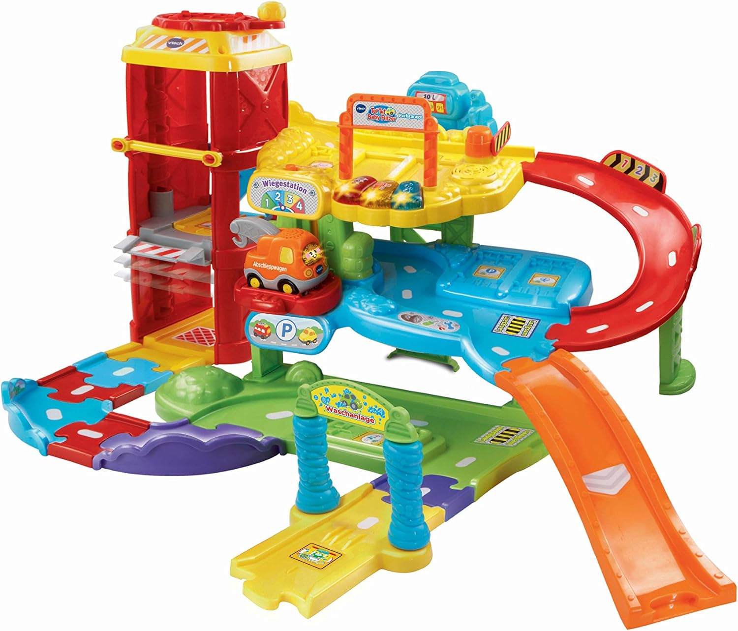 Vtech TUT TUT Baby Flitzer - Parkeergarage, kleurrijk, 66,6 x 75,3 x 45,1 cm & TUT TUT Baby Flitzer - Brandweerwagen - speelgoedauto met muziek, lichtknop, zinnen en interessante geluiden Bebe Toys Naty Shop