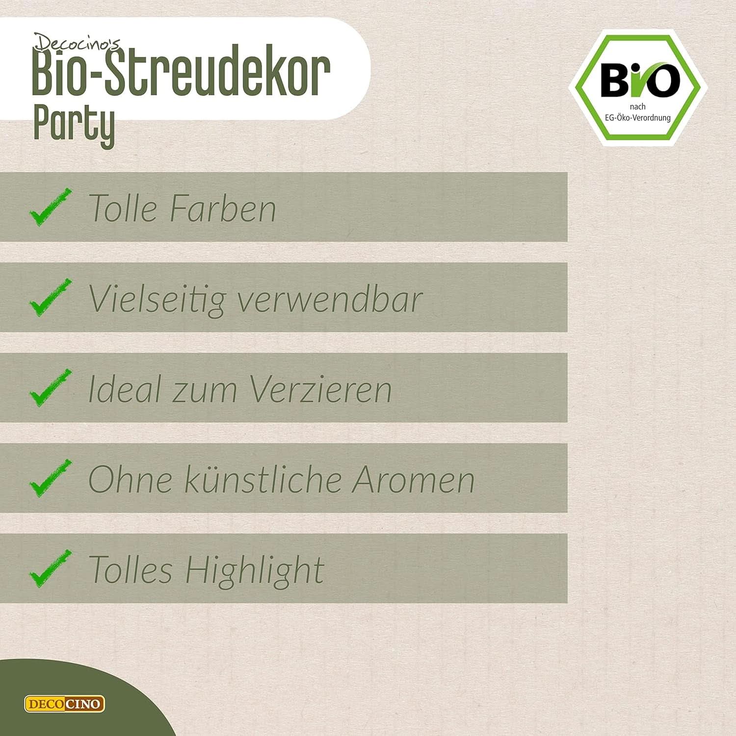 DECOCINO Biologische Dextrose Veganistische Suikerhagelslag, 60 gram Hagelslag Naty Shop