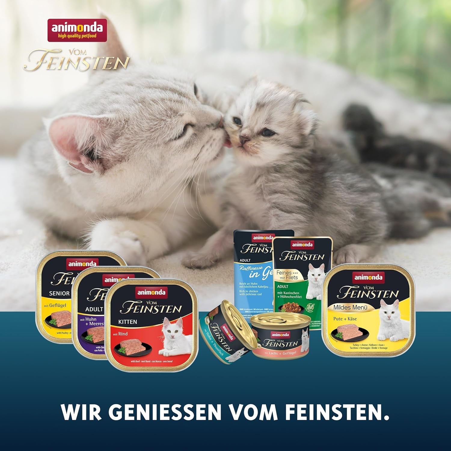 animonda vom Feinsten Premium Kitten Natvoer voor katten, Verfijnde smaken in saus, 24 zakjes (24 x 85 g), Hoogwaardig natvoer voor katten, suikervrij, Gemengde mix