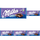 Milka Oreo Sandwich – Alpenmelkchocolade, gevuld met knapperige stukjes Oreo-koekjes en zachte vanillecrème – 92g