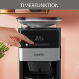 Krups Espressomachine KM8328 Malen met Grinder | 24-uurstimer | Graancontainer 180 g | Capaciteit 1,25 l voor maximaal 15 koppen koffie | Automatische uitschakelfunctie | 3 maalstanden | Zwart