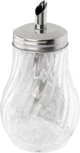FMprofessional 280ml FLEURETTE suikerdispenser, glazen container, container voor eenvoudige dosering, container voor diverse gelegenheden, hoge kwaliteit container (kleur: zilver), hoeveelheid: 1 stuk