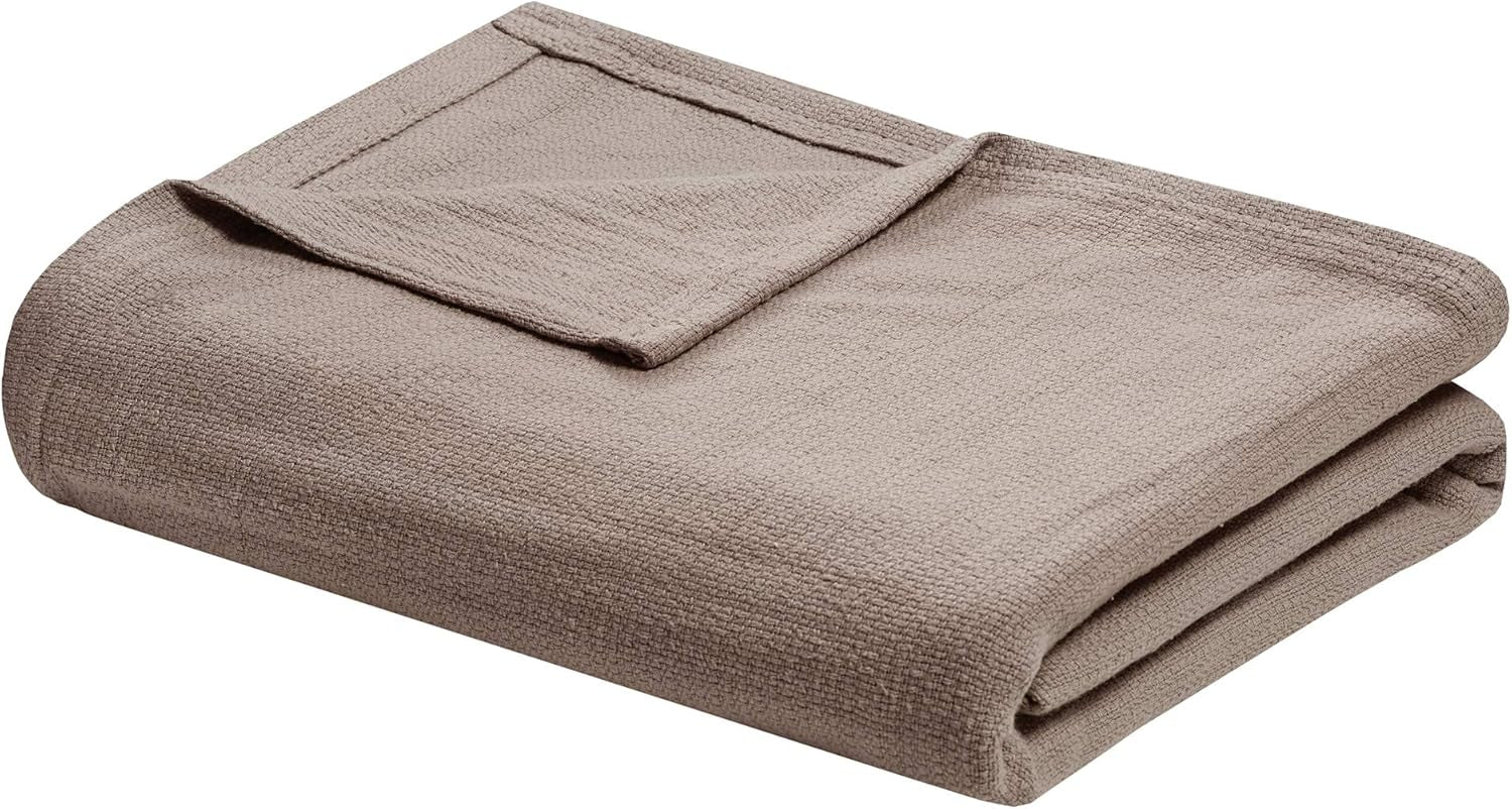 Madison Park Freshspun Wicker Twin grijze katoenen dekenbedden en dekbedden Madison Park Khaki Twin