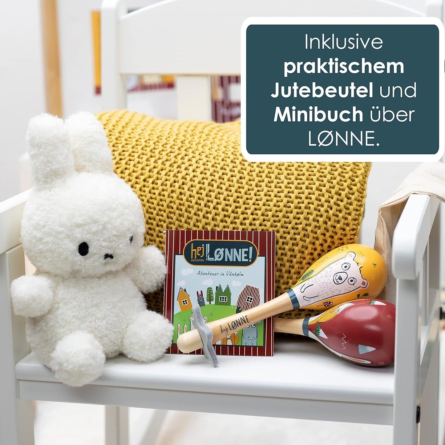 HEJ LØNNE set van 2 houten bellen - Kindermaracas - houten muziekinstrument ter bevordering van de motoriek, coördinatie en sociaal gedrag - houten bel voor kinderen - kinderspeelgoed Speelgoed Bebe Naty Shop