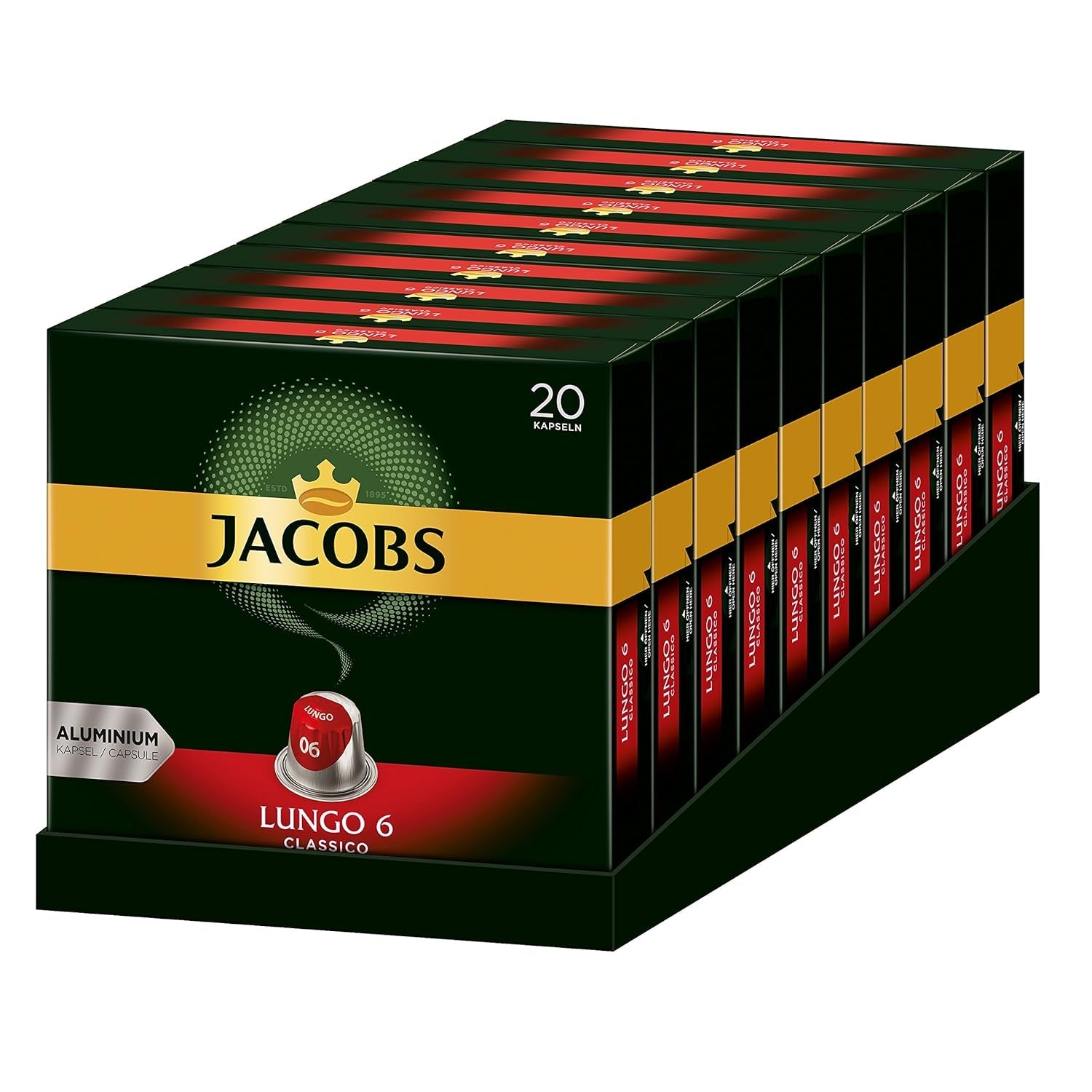 Kaffeekapseln Lungo Classico, Intensität 6 van 12, 10 x 20 Getränke & Kaffeekapseln Espresso Intenso, Intensität 10 van 12, 200 Nespresso®* compatibel Kapseln, 10 x 20 Getränke