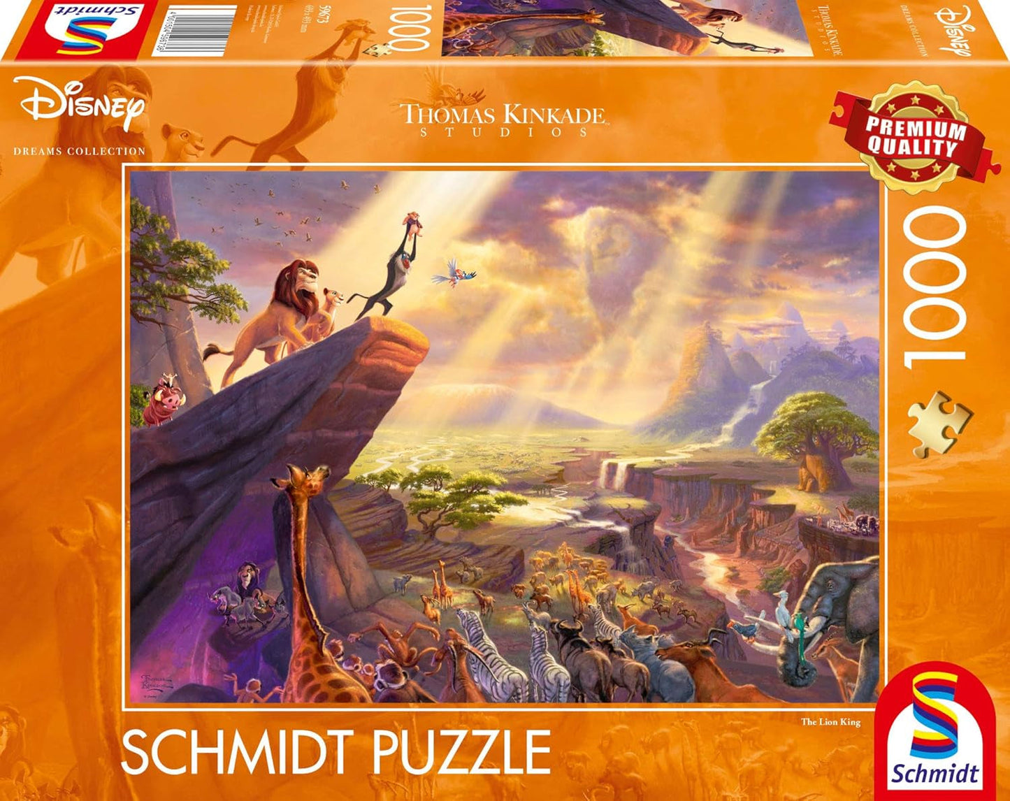 Schmidt Spiele 59673 Thomas Kinkade, Disney, The Lion King, puzzel 1000 stukjes Puzzel Naty Shop Single