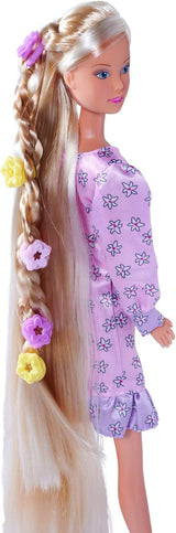 Simba 105733640 - Steffi Love Flower Hair, pop met extra lang haar, inclusief 6 clips, vlechtaccessoire en kam, 29 cm, vanaf 3 jaar